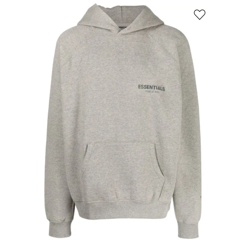 Fear of God Essentials Chest logo- printed detail light grey hoodie